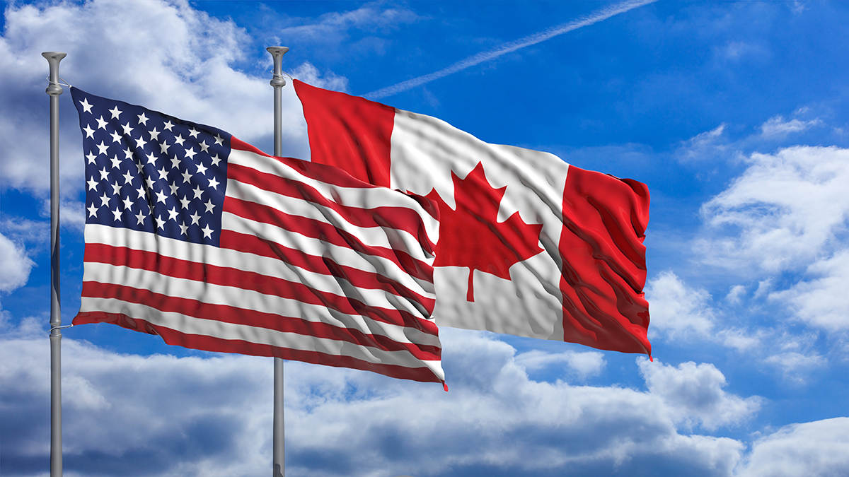 USA and Canadian Flags